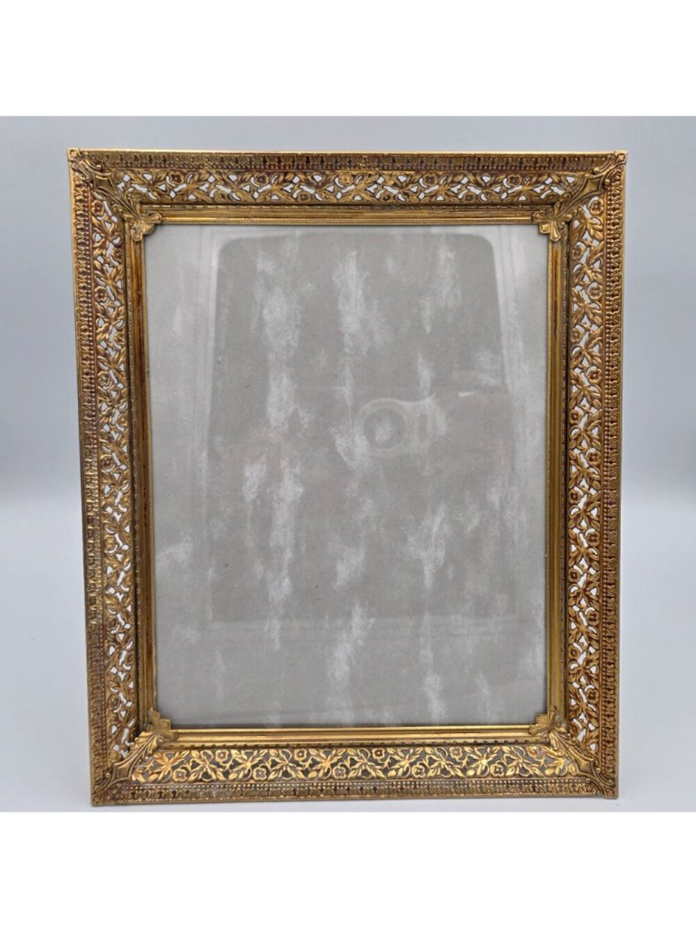 Antique Gold Tone Ornate Floral Design Picture Frame 8x10" Hollywood Regency - Picture 2 of 10